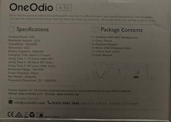 OneOdio_a30_Specifications